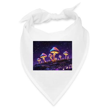 Leuchtende Pilzmotive im Neonstil - Bandana - Weiß - Vorne