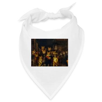Katzenfiguren in barocker Kulisse - Bandana - Weiß - Vorne