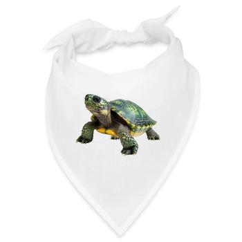 Detailreiche Schildkrötenillustration auf Kleidung - Bandana - Weiß - Vorne
