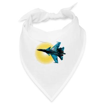 Blau Camouflage Kampfflugzeug Sonnenkreis - Bandana - Weiß - Vorne