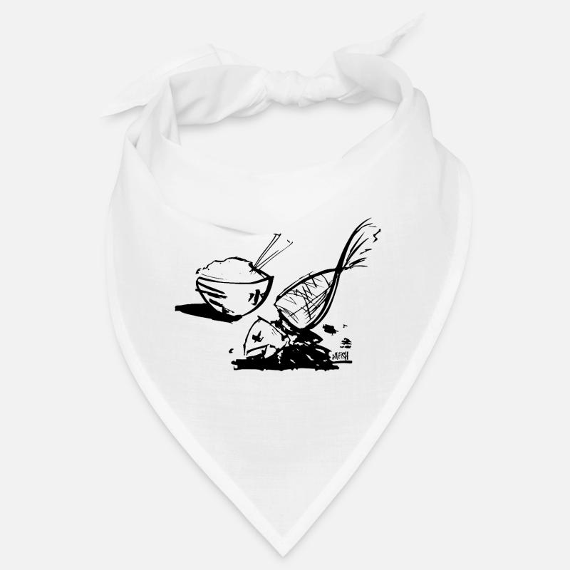 Poisson et riz - Bandana - blanc
