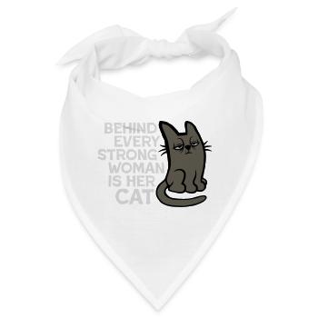 Katze Behind Every Strong Woman Genervt Grummelig - Bandana - Weiß - Vorne