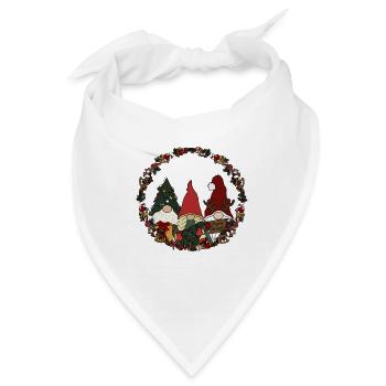 Wichtel  im Weihnachtskranz - Bandana - Weiß - Vorne