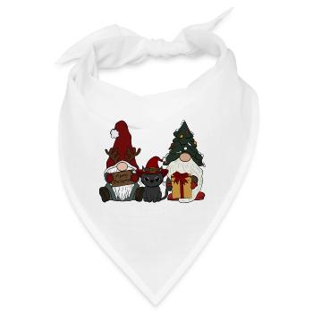 Wichtel mit Katze  - Bandana - Weiß - Vorne