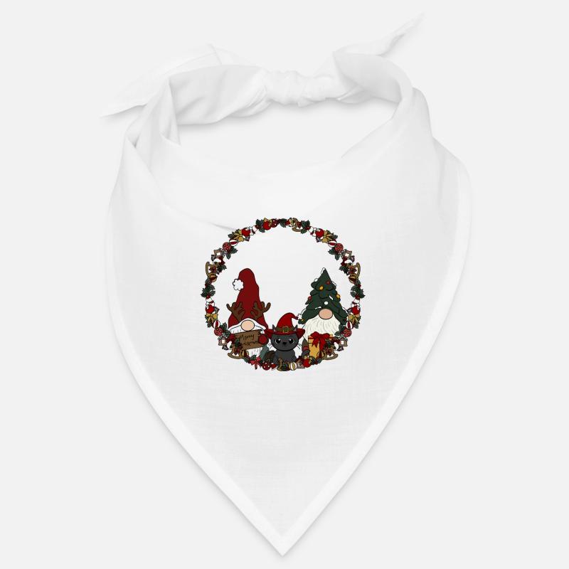Wichtel mit Katze  im Weihnachtskranz Bandana