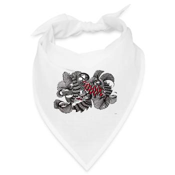 SchwarzWeiß Rot Muster - Bandana - Weiß - Vorne