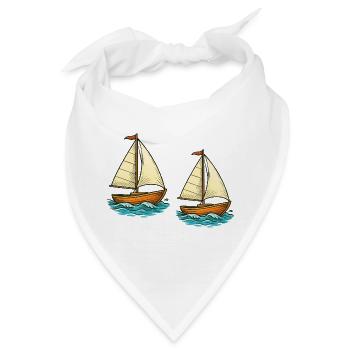 Zwei Segelboote - Bandana - Weiß - Vorne