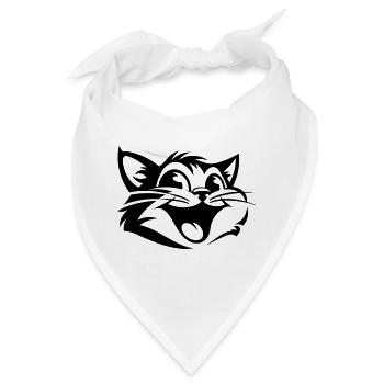 Lachende Katze | Lustiges Katzen T-Shirt - Bandana - Weiß - Vorne