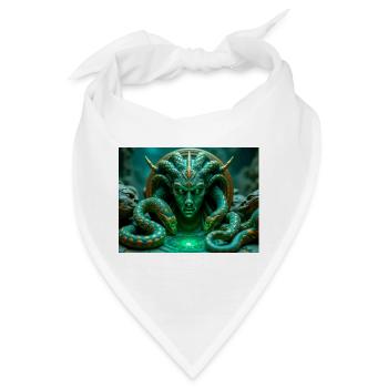 Medusa, schlangenhaarige Gorgone mit versteinerndem Blick - Bandana - Weiß - Vorne