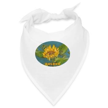 Golden – Leuchtende Sonnenblumen-Makro-Ellipse - Bandana - Weiß - Vorne