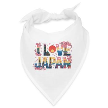 Love Japan Shirt Sakura Skyline Tokio Mount Fuji - Bandana - Weiß - Vorne