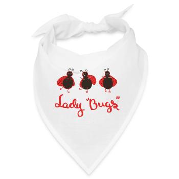 Dancing Ladybug Trio – Cute Cartoon Design - Bandana - Weiß - Vorne