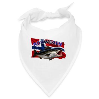 Norwegen Köhler Angeln - Seelachs Fishing - Bandana - Weiß - Vorne