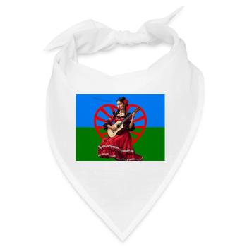 Rote Flamenco-Gitarre auf Trikolor-Hintergrund - Bandana - Weiß - Vorne