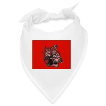 Crimson Succulent Skizze auf Rot - Bandana - Weiß - Vorne