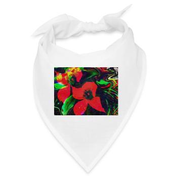 Neonrote Blüten im Farbwirbel - Bandana - Weiß - Vorne
