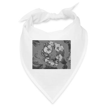 Monochrome Blütendetail - Bandana - Weiß - Vorne