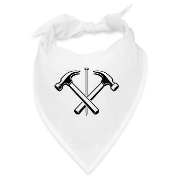 Handwerker Hammer Nagel Motiv - Bandana - Weiß - Vorne