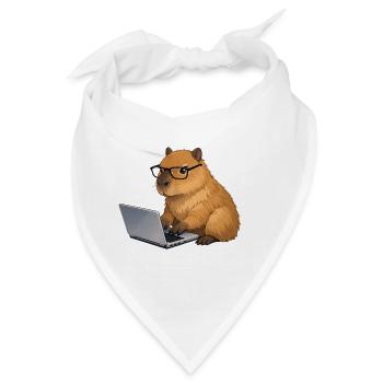 Capybara am Laptop - Bandana - Weiß - Vorne