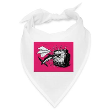 Anarchischer Aal aus Papierflieger gegen Monitor - Bandana - Weiß - Vorne
