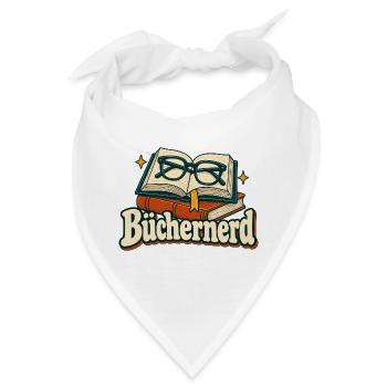 Büchernerd – Bücher mit Lesebrille im Retro-Stil - Bandana - Weiß - Vorne