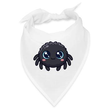 Niedliche, süße Cartoon-Spinne mit großen blauen Augen - Bandana - Weiß - Vorne