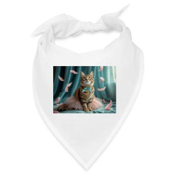 Pastellblaue Tutu-Katze - Bandana - Weiß - Vorne
