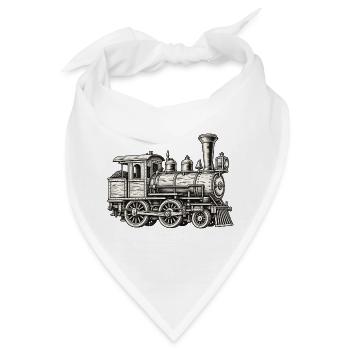 Dampflok Vintage Historische Eisenbahn - Bandana - Weiß - Vorne
