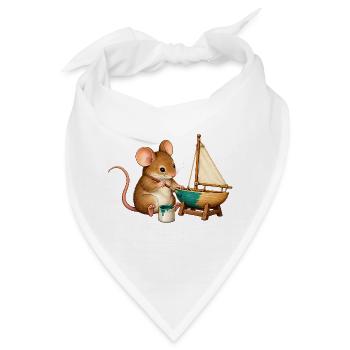 Maus baut ein Modellsegelboot - Bandana - Weiß - Vorne