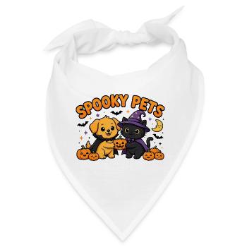 🎃 Gruselige Haustiere – Halloween-Katze und -Hund - Bandana - Weiß - Vorne