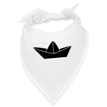 Papierschiff, paper ship - Bandana - Weiß - Vorne