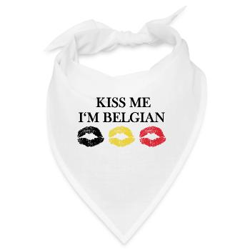 KISS ME I'm Belgian - Bandana - Weiß - Vorne