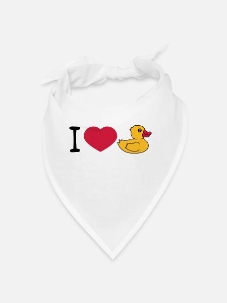 love i love heart squeaky duck rubber duck bath duck - Bandana - white