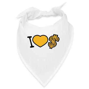 herz dollar i love liebe symbol zeichen geld reich - Bandana - Weiß - Vorne