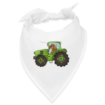Hund mit Trecker - Bandana - Weiß - Vorne