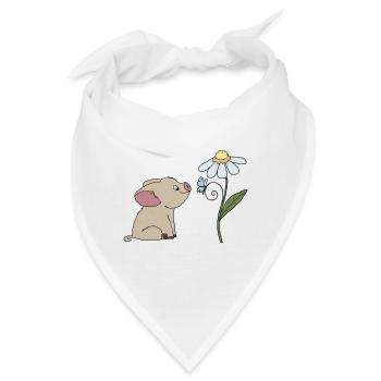 Schweinchen und Schmetterling - Bandana - Weiß - Vorne
