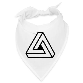 Penrose Dreieck - Unmögliches Dreieck - Bandana - Weiß - Vorne