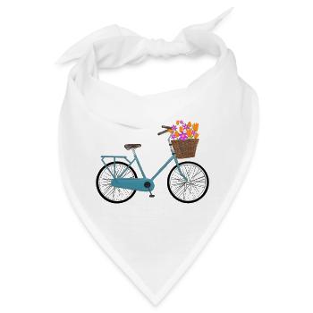 Fahrrad mit bunten Blumen im Korb - Bandana - Weiß - Vorne