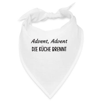 Advent, Advent. Die Küche brennt. - Bandana - Weiß - Vorne