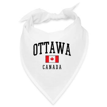 Ottawa Kanada Flagge – Vintage Look - Bandana - Weiß - Vorne