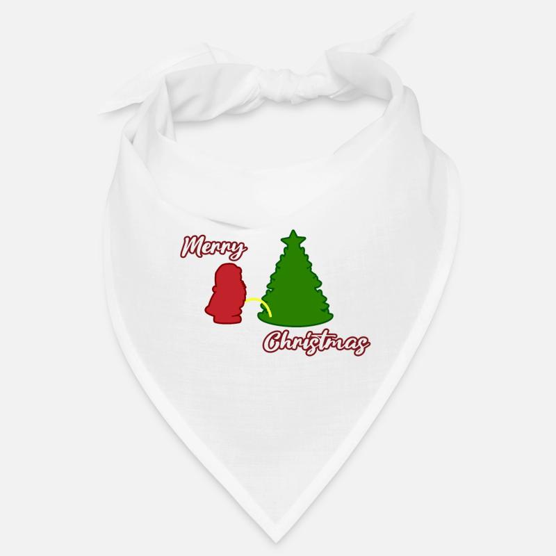 Santa peeing - Christmas Tree - Weihnachtsmann - Bandana - Weiß