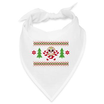 Lebkuchenmann Sugar Skull Muster für Weihnachten - Bandana - Weiß - Vorne