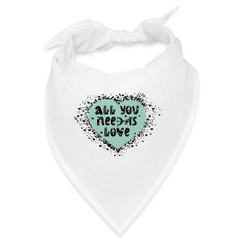 Liebevolles Herzdesign mit Botschaft - Bandana - Weiß - Vorne