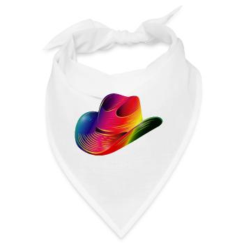 Cowboyhut,Westernhut in Regenbogen Farben - Bandana - Weiß - Vorne