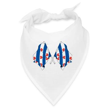 Zwei Flaggen der Provinz Friesland - Bandana - Weiß - Vorne