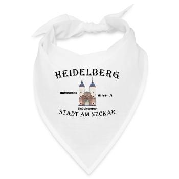 Heidelberg Brückentor, Zeichnung, Deutschland - Bandana - Weiß - Vorne