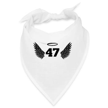 Engelszahl 47 - Flügel zum 47. Geburtstag - Bandana - Weiß - Vorne