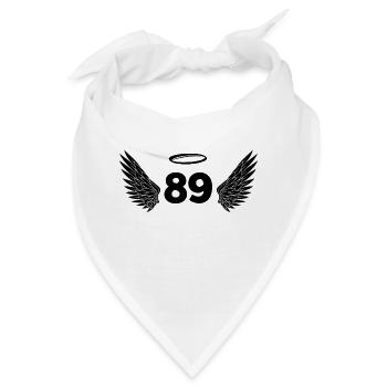 Engel Nummer 89 – Flügel zum 89. Geburtstag - Bandana - Weiß - Vorne