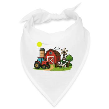Ländliche Bauernhofszenen Illustration - Bandana - Weiß - Vorne