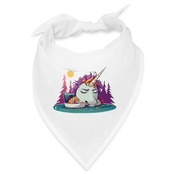 Verschlafenes Einhorn am Teich - Bandana - Weiß - Vorne